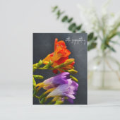 Carte Postale Freesia sur un fond sombre. Avec sympathie (Debout devant)