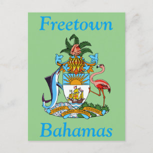 Carte Postale Freetown, Bahamas avec armoiries (Eleuthera)