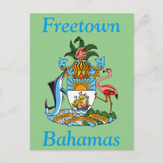 Carte Postale Freetown, Bahamas avec armoiries (Eleuthera) (Devant)