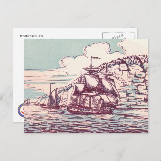 Carte Postale Frégate britannique 1843 (Devant / Derrière)