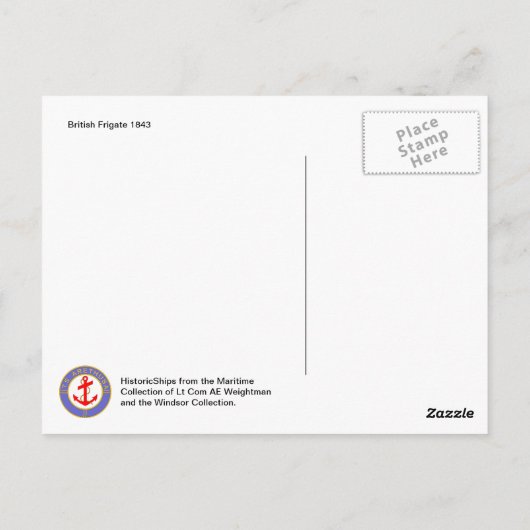 Carte Postale Frégate britannique 1843 (Dos)