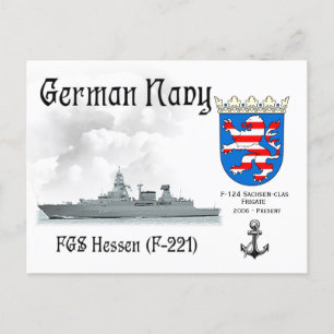Carte Postale Frégate de la marine allemande FGS Hessen (F-221)