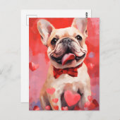 Carte Postale French Bulldog à la Saint-Valentin (Devant / Derrière)