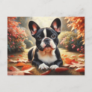 Carte Postale French Bulldog Autumn quitte l'art