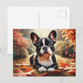 Carte Postale French Bulldog Autumn quitte l'art (Devant / Derrière)