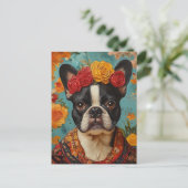 Carte Postale French Bulldog comme Frida Kahlo (Debout devant)