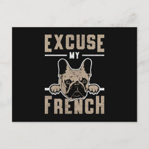Carte Postale French Bulldog Excuse My French Chien Vintage Funn