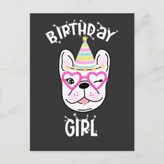 Carte Postale French Bulldog Frenchie Anniversaire Thème (Devant)
