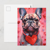 Carte Postale French Bulldog Saint-Valentin (Devant / Derrière)
