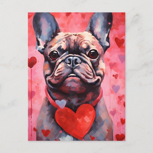 Carte Postale French Bulldog Saint-Valentin (Devant)