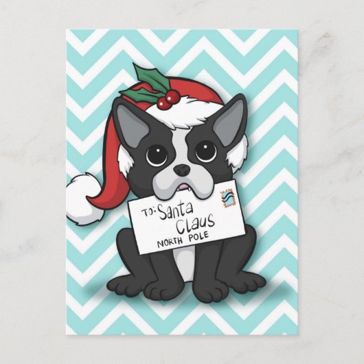 Carte Postale French bulldog Santa Claus Holiday (Devant)