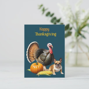 Carte Postale French Bulldog Thanksgiving French Bulldog
