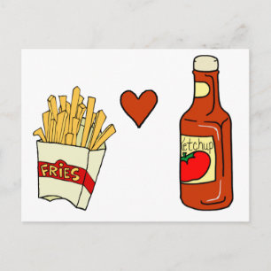 Carte Postale French Fries Love Ketchup
