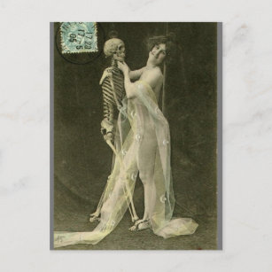 Carte Postale French Risqué Dancing squelette photo Vintage