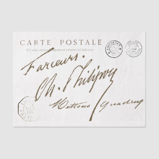 Carte Postale French Signature Postmark  Tissuepapier (Voorkant)
