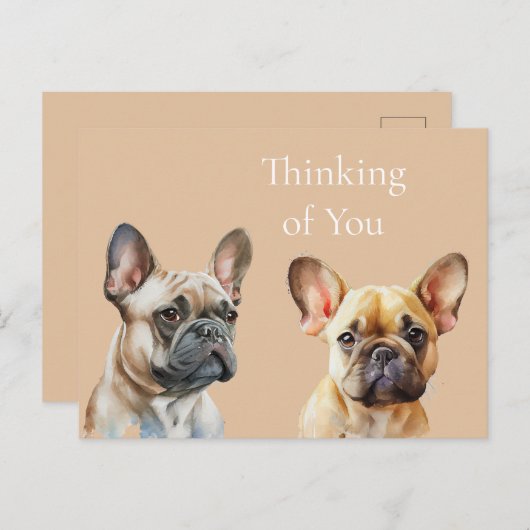 Carte Postale Frenchie Dogs Pensez à vous (Devant / Derrière)