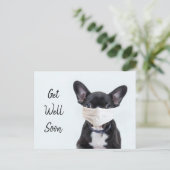 Carte Postale Frenchie Masque visage obtenir bien (Debout devant)
