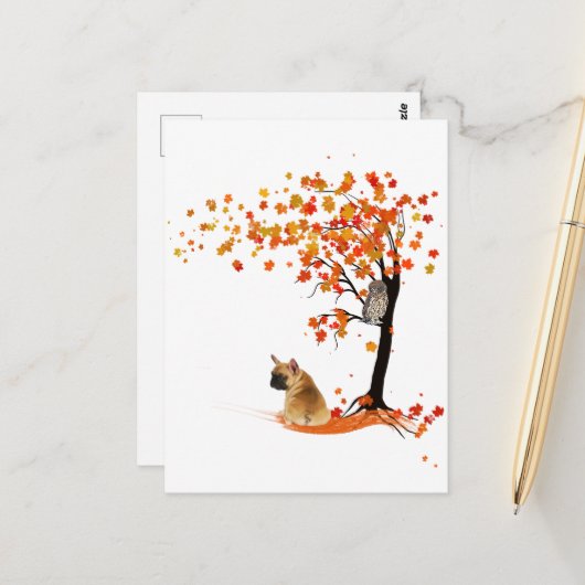 Carte Postale Frenchie My Spirit Animaux Owl Frenchie Lovers (Devant/Arrière en situation)