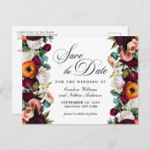 Carte Postale Fresh Fall Romantic Floral Wedding Enregistrer la  (Devant / Derrière)