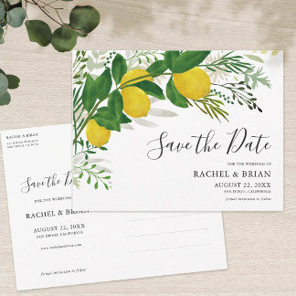 Carte Postale Fresh Lemon Save the Date Invite Postcard