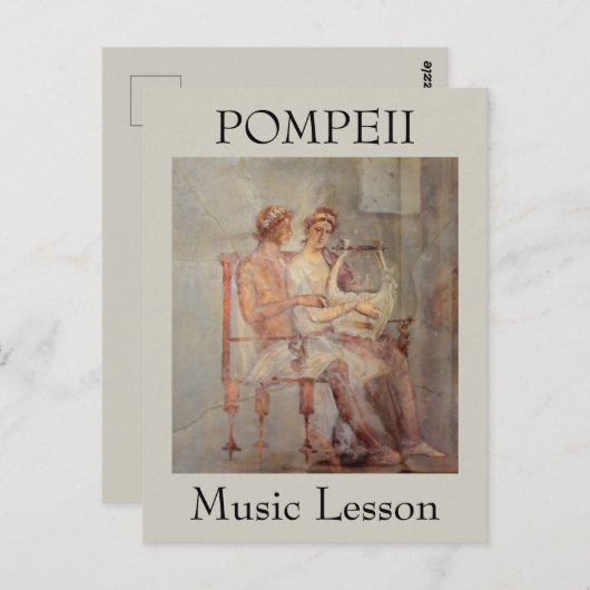 Carte Postale Fresque d'une leçon de musique, Pompéi (Devant / Derrière)
