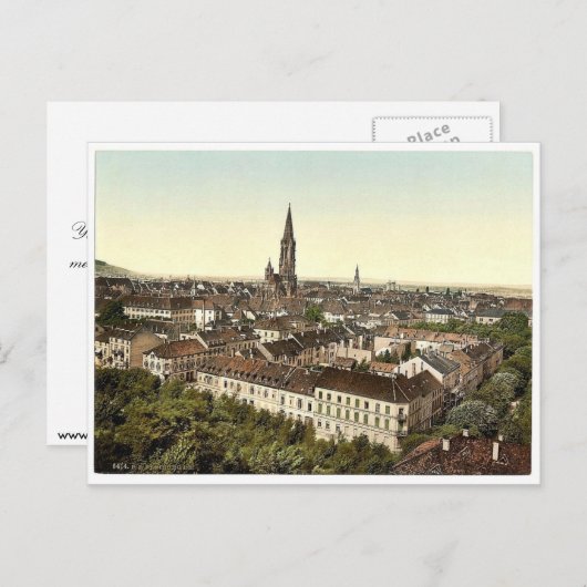 Carte Postale Fribourg, vue générale, Baden, Allemagne classique (Devant / Derrière)
