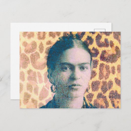 Carte Postale Frida Big Cat Print Background (Devant / Derrière)