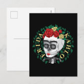 Carte Postale Frida Kahlo | Crâne avec couronne Rose (Devant / Derrière)