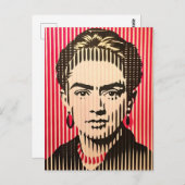 Carte Postale Frida Kahlo dans le style d'illusion optique BAUHA (Devant / Derrière)