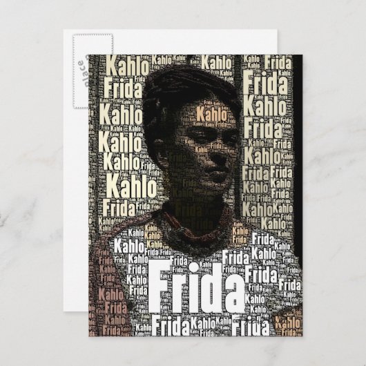 Carte Postale Frida Kahlo Lettering Portrait (Devant / Derrière)