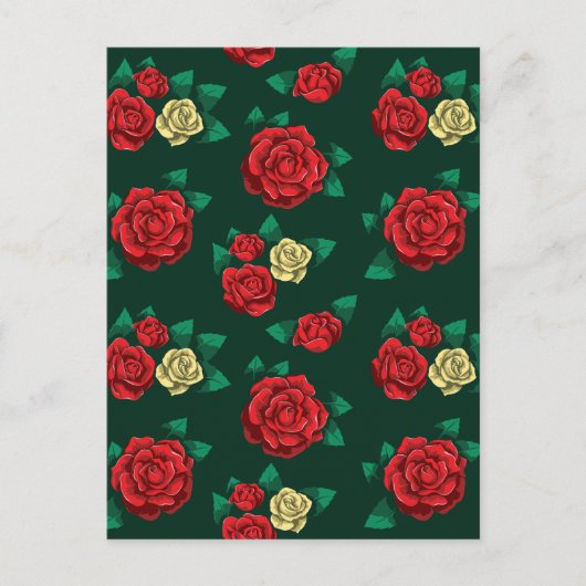 Carte Postale Frida Kahlo | Motif Rose rouge et or (Devant)