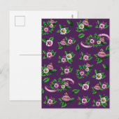 Carte Postale Frida Kahlo | Purlpe Floral Bouquet Motif (Devant / Derrière)