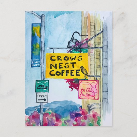 Carte Postale Friday Harbor Washington Coffee Business Signs (Devant)