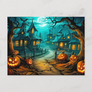 Carte Postale Fried Halloween Haunted House après minuit