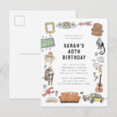 Carte Postale FRIENDS™ Icônes Aquarelle Anniversaire (Devant / Derrière)