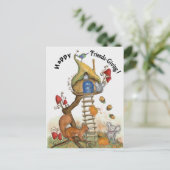 Carte Postale Friendsgiving en forêt - Cabane enchantée (Debout devant)