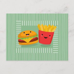 Carte Postale Fries de hamburger de cuisine rapide