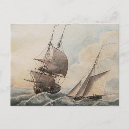 Carte Postale Frigate dans une houle 17ème siècle (Devant)
