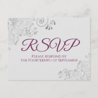 Frills d'argent Cassis pourpre sur mariage gris RS