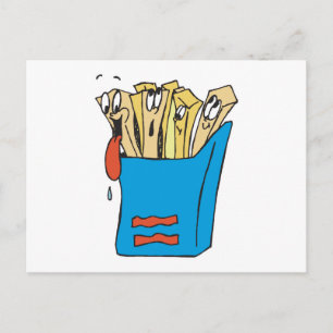 Carte Postale frites de dessin animé ridicules
