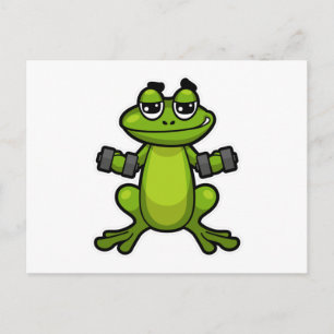 Carte Postale Frog à Biceps entraînement avec Dumbbells