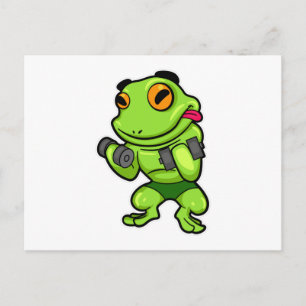 Carte Postale Frog à Biceps entraînement avec Dumbbells
