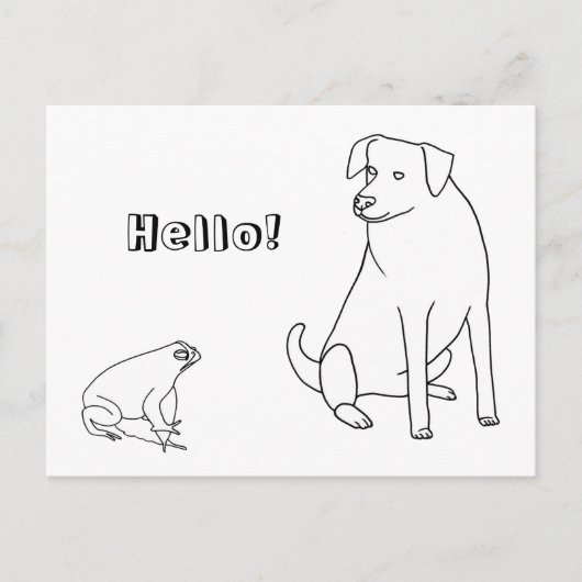 Carte Postale Frog and Dog, Hello, Coloring Postcards 2 (Devant)