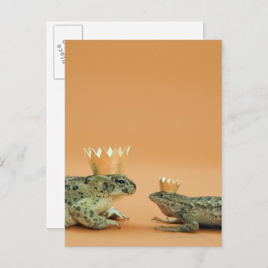 Carte Postale Frog and lizard wearing crowns (Devant / Derrière)