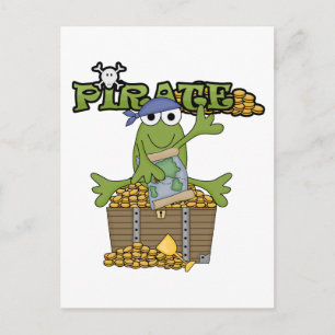 Carte Postale Frog Boy Pirate Avec T-shirts et cadeaux en or