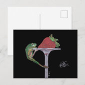 CARTE POSTALE FROG CATCHING A STRAWBERRY (Devant / Derrière)