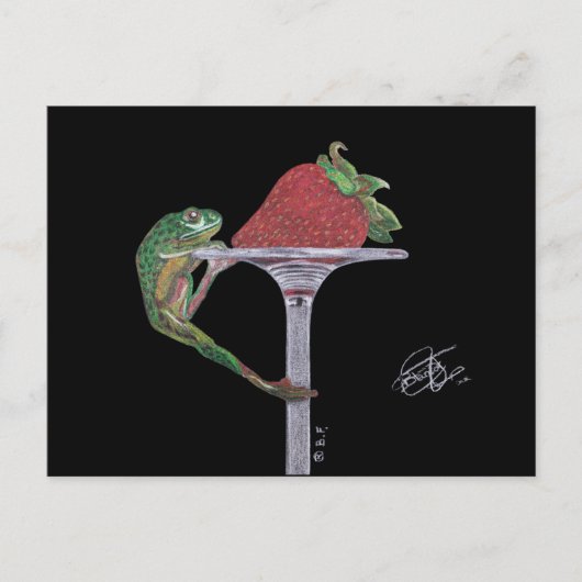 CARTE POSTALE FROG CATCHING A STRAWBERRY (Devant)