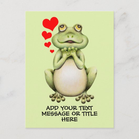 Carte Postale Frog Love Dessin Ajouter Votre Texte (Devant)