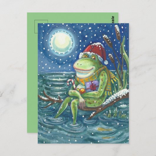 CARTE POSTALE FROG SUR LE JOURNAL RÉCHAUFFE LE COEUR, AMUSANT, M (Devant / Derrière)