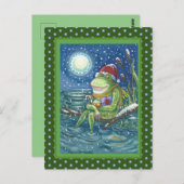 CARTE POSTALE FROG SUR LE JOURNAL RÉCHAUFFE LE COEUR, AMUSANT, M (Devant / Derrière)